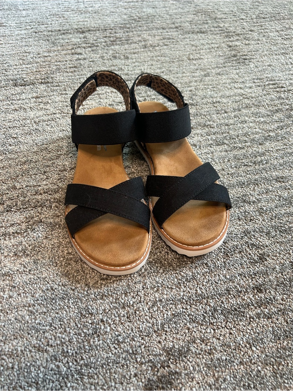 BOBS from Skechers Black and Tan Strappy Platform Sandals